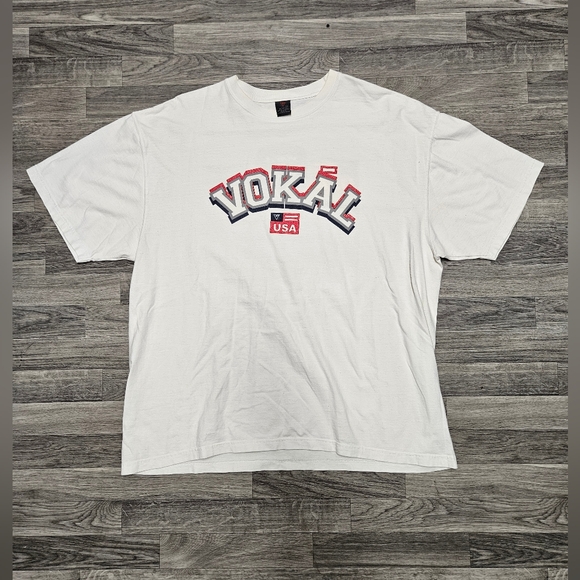 Vintage Y2K VOKAL Nelly USA Sports  White T-Shirt 2XL Hip Hop 2000s Heavyweight - Picture 1 of 8